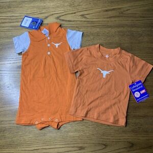 NCAA Texas Longhorns Baby Short Sleeve Polo Collared Bodysuit Sand T-Shirt